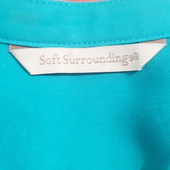 Soft Surroundings Tropical Floral Leopard Tunic Top Teal 3/4 Sleeve Size Medium - Picture 10 of 10